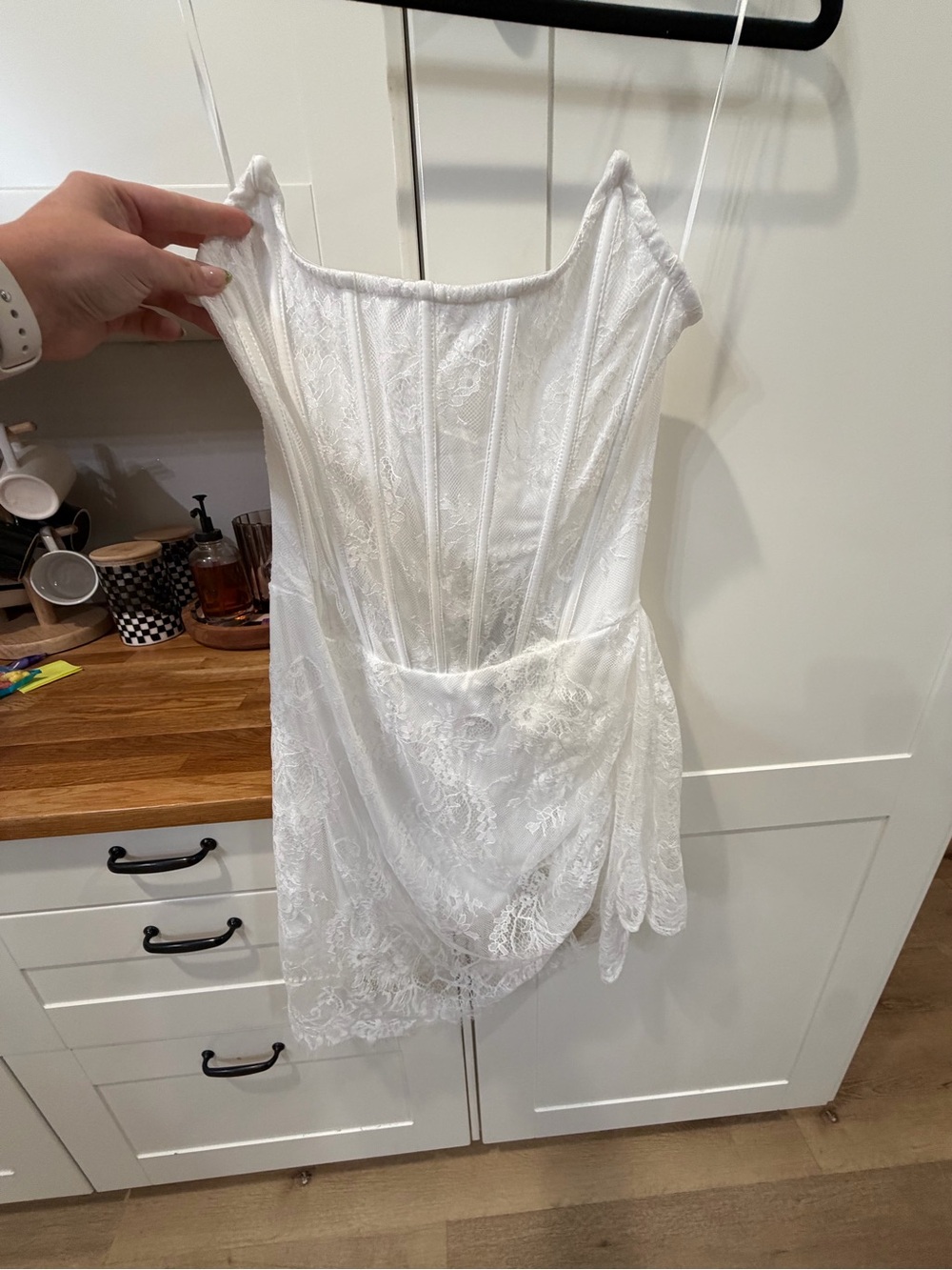 Fashion Nova White Lace Corset Slip Dress